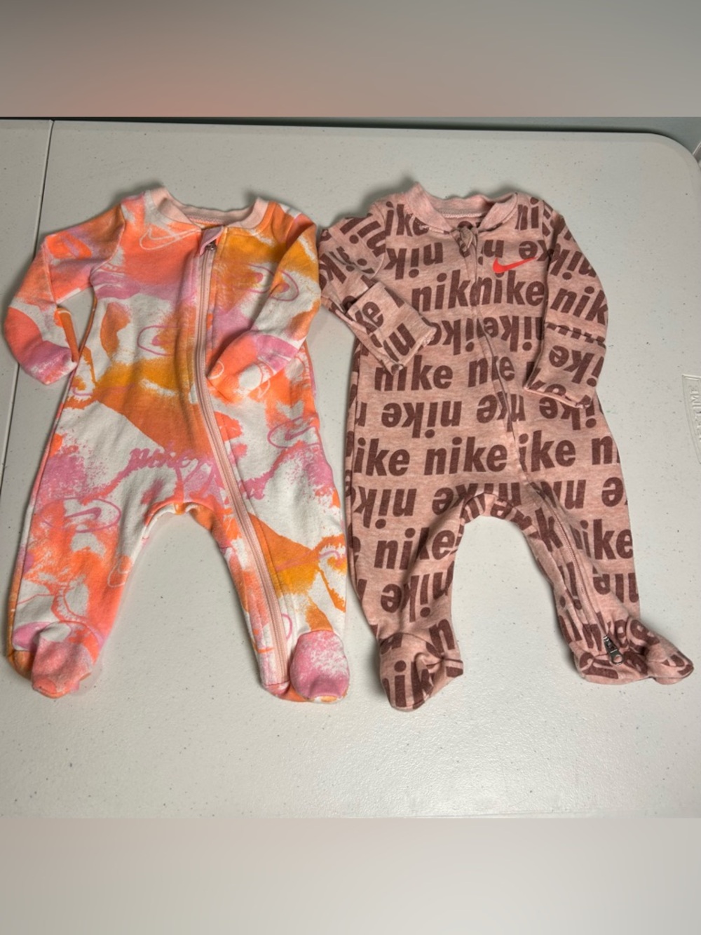 Nike Footed Sleeper Pajamas Bundle of 2 Newborn